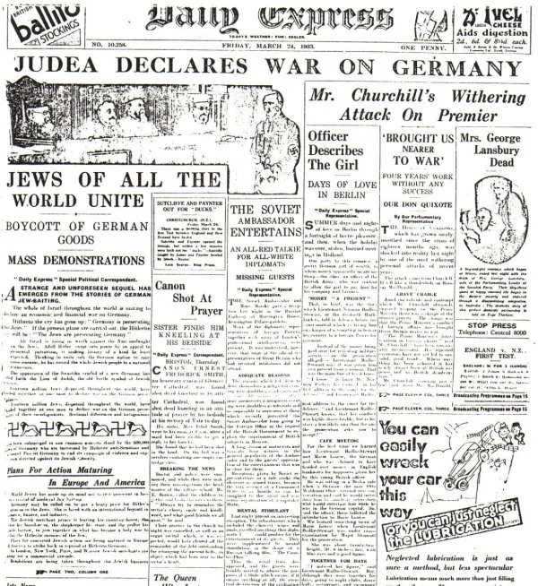 Ganzseitiges Faksimile der Ausgabe des „Daily Express“