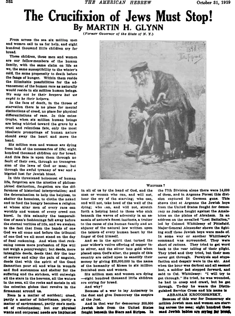 Faksimile einer alten Zeitung. Der Text umfließt das Bild eines alten Mannes mit Krückstock und Vollbart, der offenbar bedrückt auf einem Schemel hockt.