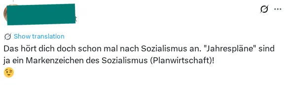 Screenshot eines X-Postings, Transkription folgt.
