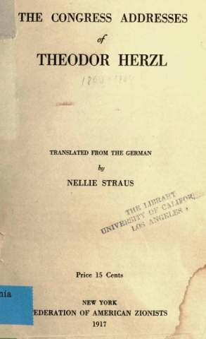Englischsprachige Ausgabe der Herzl-Rede von 1897 in Basel