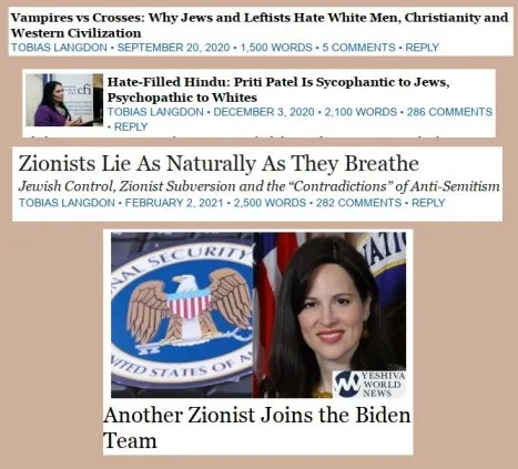 Eine Collage mit den Titel mehrerer antisemitischer Texte auf The Unz Review
