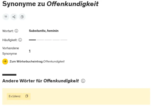 Offenkundigkeit, Duden online