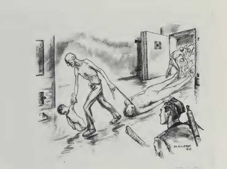 Zeichnung aus Pressac, Krematorien von Auschwitz: Kremierung der Toten