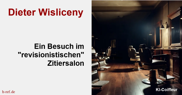 Ein leerer, relativ dunkler und altmodischer Frisiersalon mit schweren Ledersesseln für die Kunden. Die Spiegel sind mit dunklem Massivholz gerahmt.