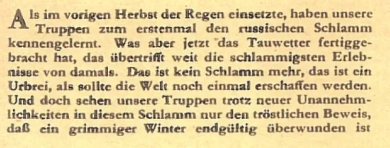 Schwarze Schrift auf gelblichem Papier: Beschreibung der „schlammigsten Erlebnisse“ als „Urbrei“.
